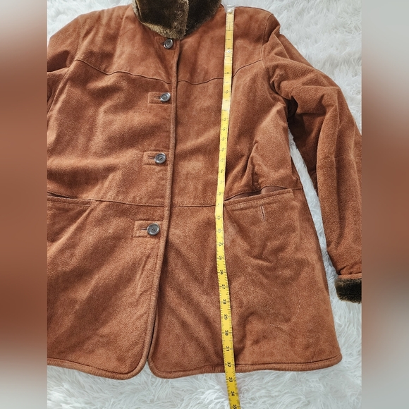 VINTAGE 100%  Leather   Reversible  Brown Jacket Coat Women's Size L VTG - Picture 7 of 12